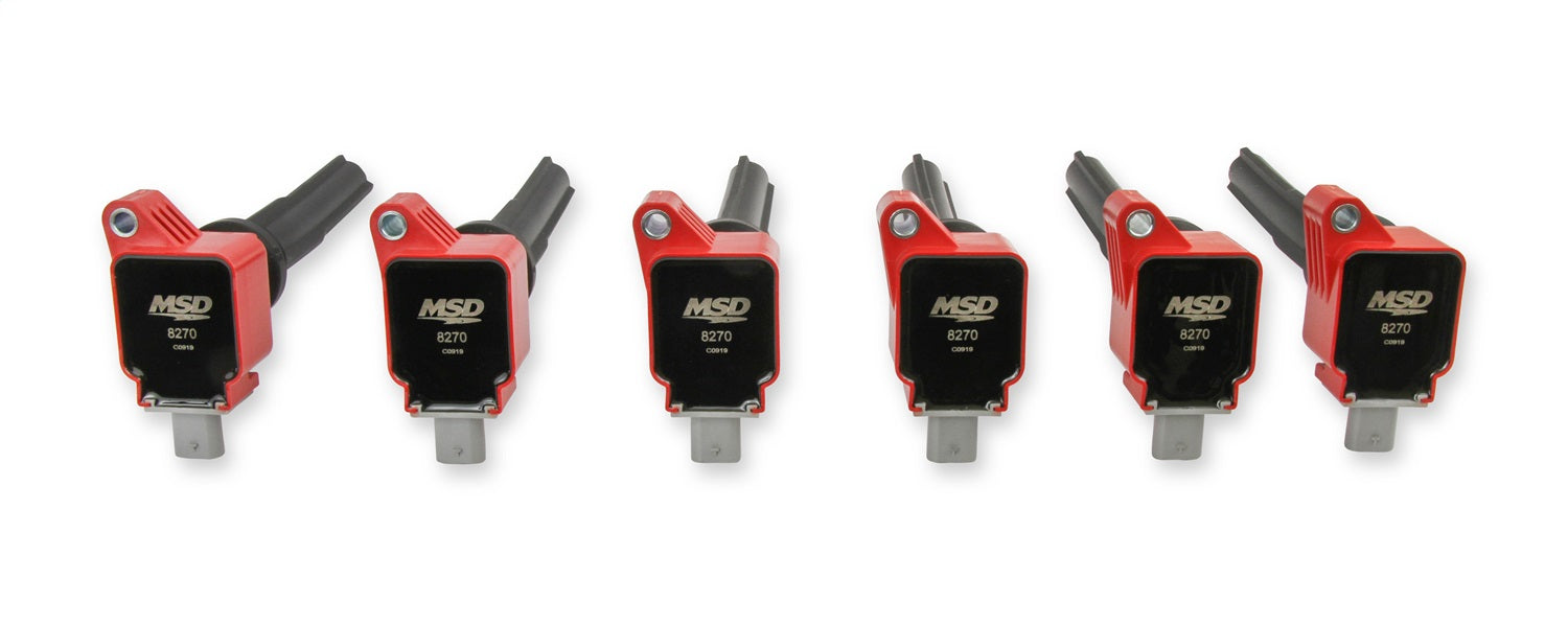 MSD 82706 Direct Ignition Coil Set; Direct Replacement; Red; Set Of 6; MSD 82706