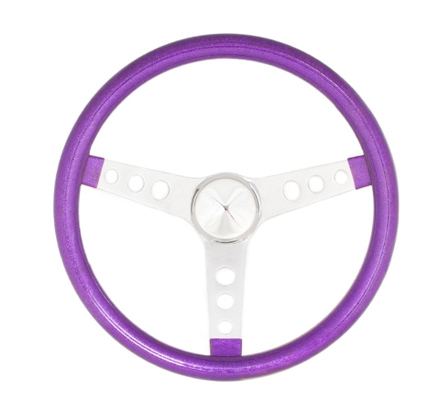 Grant 8443 Metal Flake Wheel; 13.5 in. Diameter; Purple; 3-Spoke Design; Silver Spokes; Grant 8443