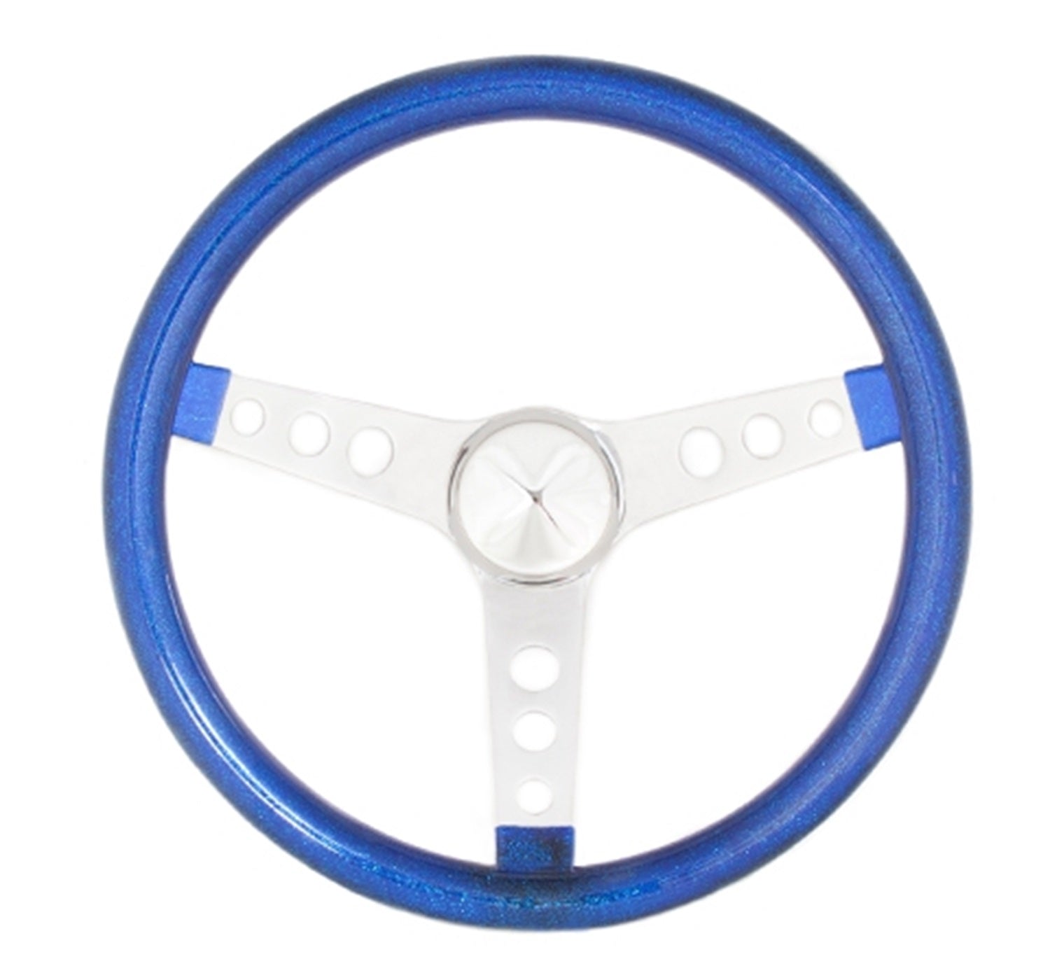 Grant 8446 Metal Flake Wheel; 13.5 in. Diameter; Blue; 3-Spoke Design; Silver Spokes; Grant 8446