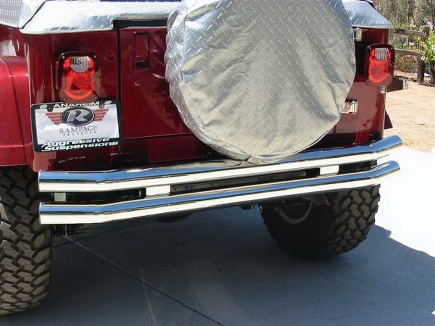 Rampage 8448 Rear Double Tube Bumper; w/Receiver; Stainless Steel; Rampage 8448