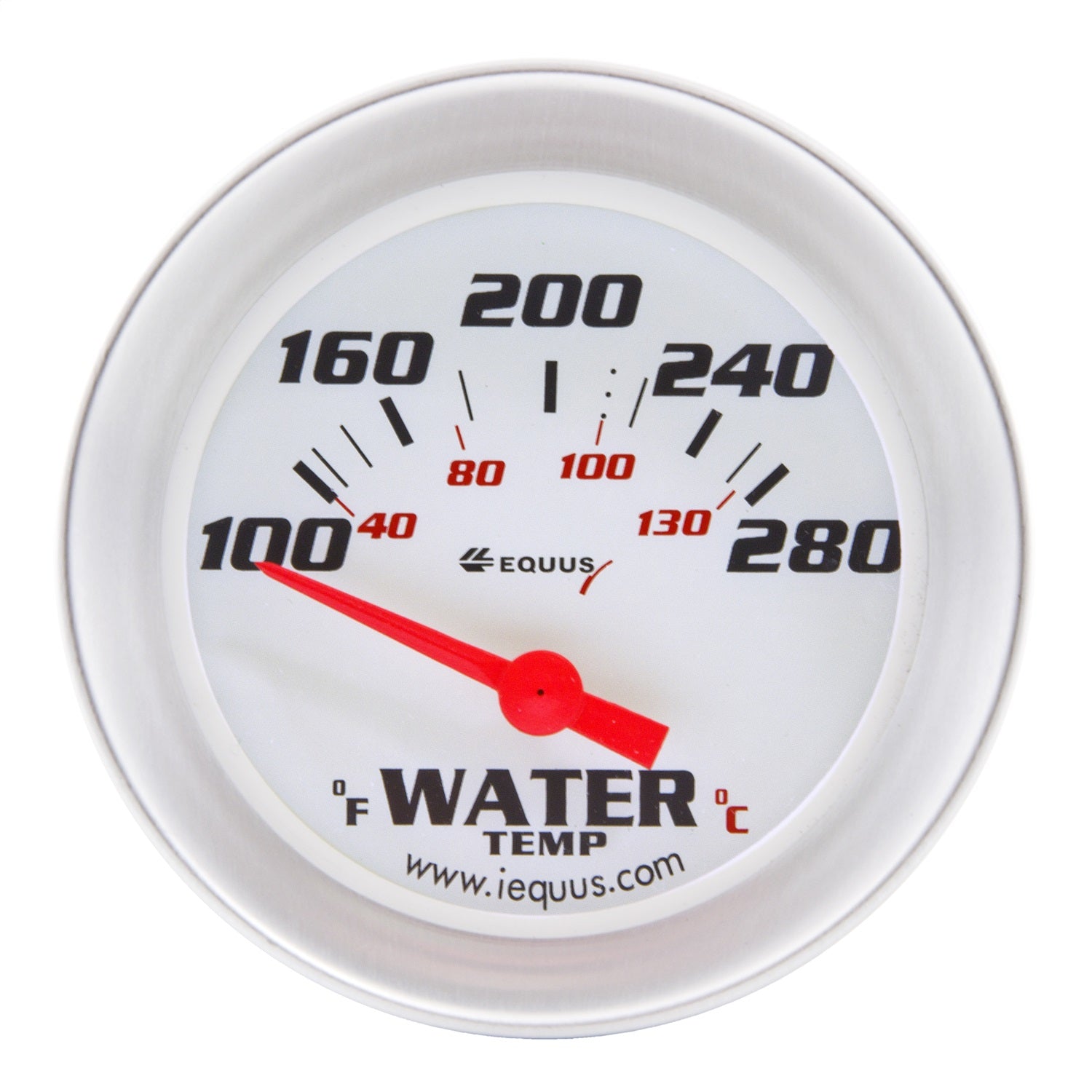 Equus E8462 GAUGE; WATER TEMP; 2-5/8in.; 100-280 F; 90 DEGREE SWEEP; ELEC; WHT; SLVR 8000 Equus E8462