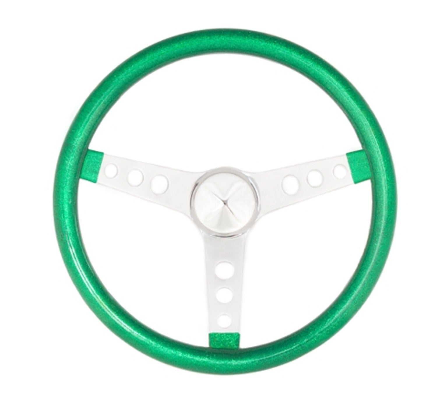 Grant 8462 Metal Flake Wheel; 15 in. Diameter; Green; 3-Spoke Design; Silver Spokes; Grant 8462