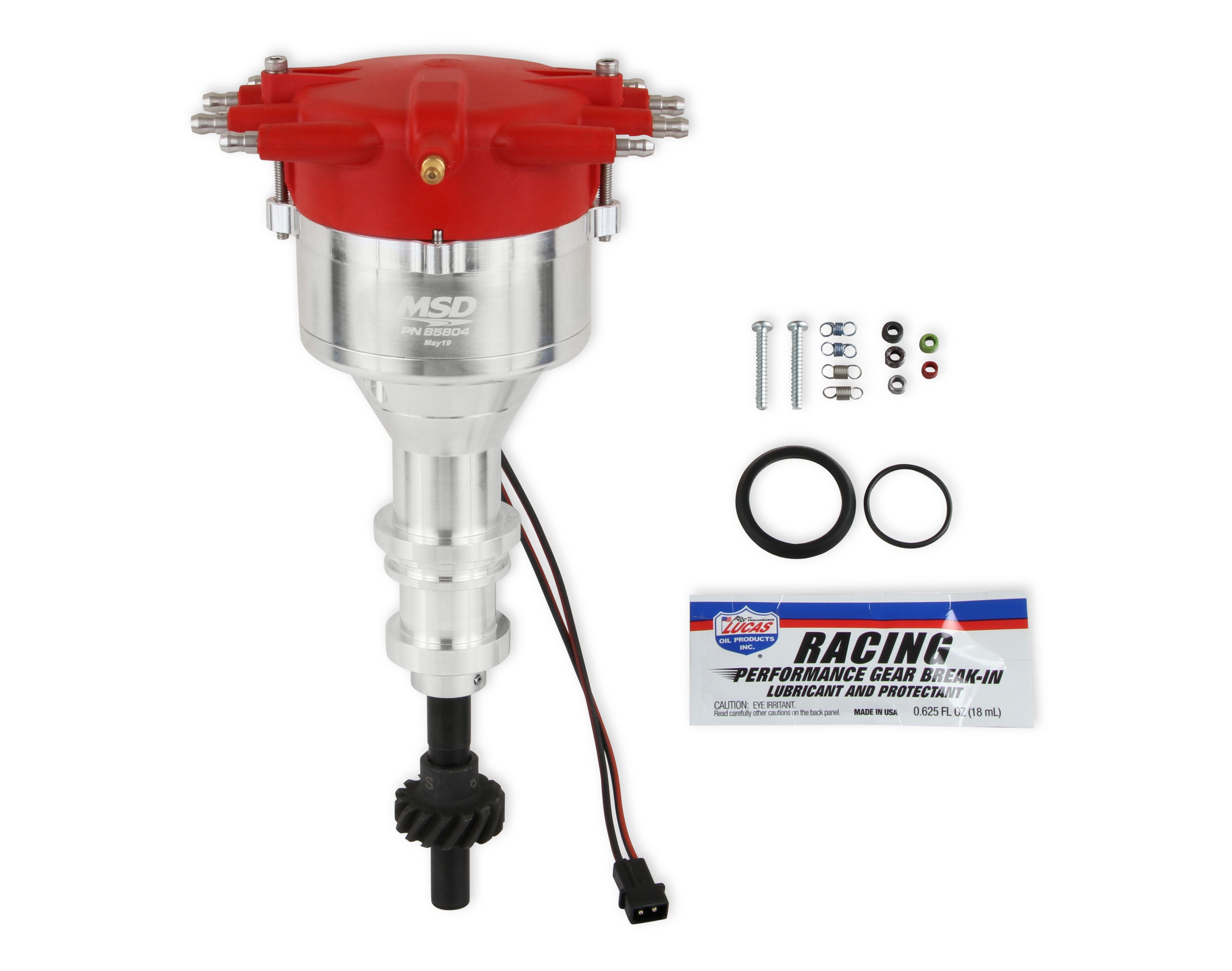 MSD 85804 Crab Cap Distributor; Red; Magnetic Pickup; Steel Gear; MSD 85804