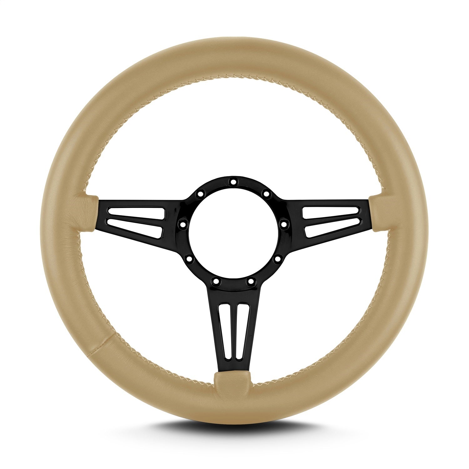 Lokar 86709 Lecarra Mark 4 Double Slot Steering Wheel; Tan; Black Spokes; 14 in. Thick Grip; Lokar 86709