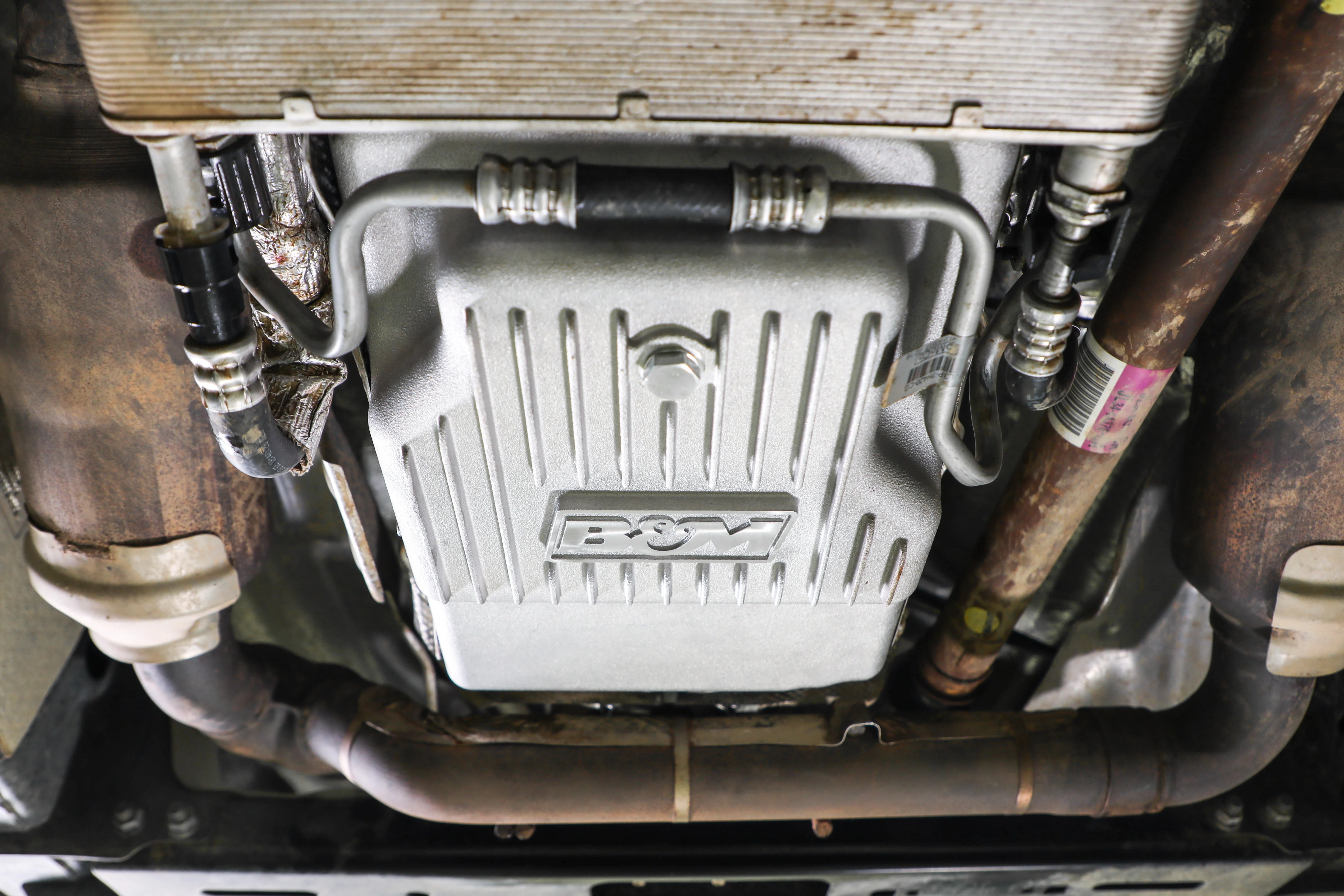 B&M Hi-Tek Heavy-Duty Deep Transmission Pan -  Ford 10R80 - Aluminum - Natural