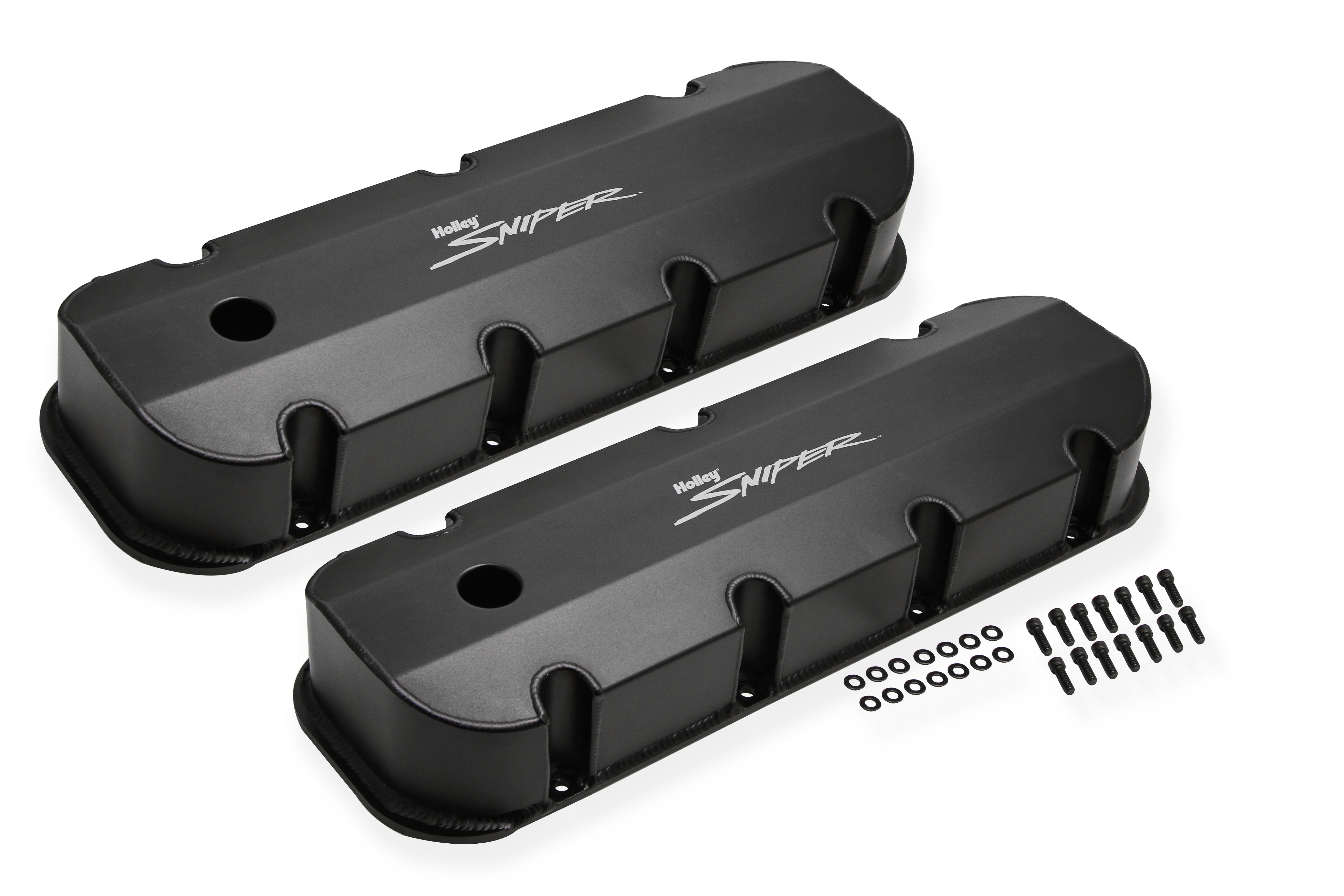 Holley Sniper EFI 890004B Sniper Valve Cover - Fabricated Aluminum - BBC - Tall - Black Holley Sniper EFI 890004B