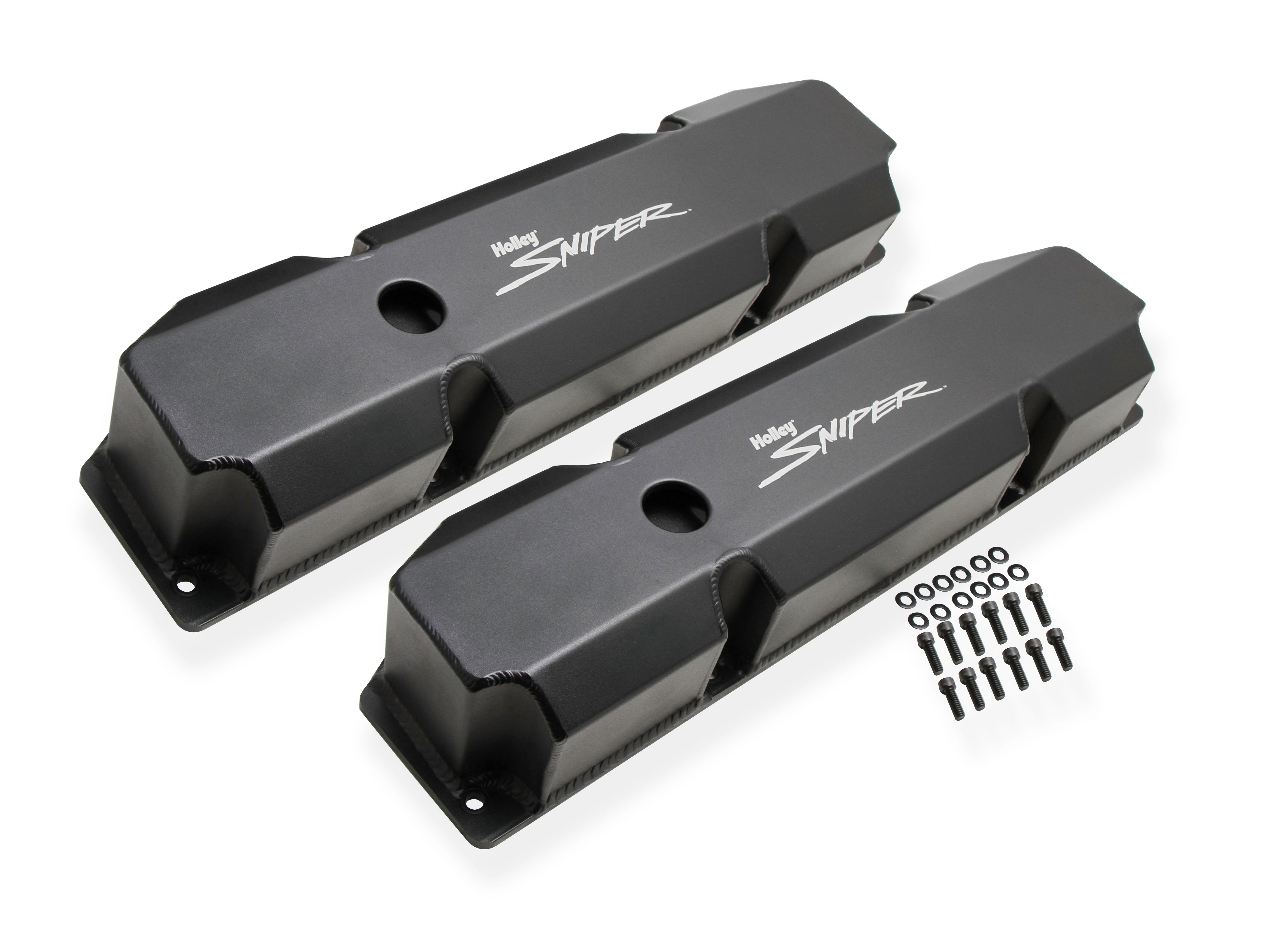 Holley Sniper EFI 890005B Sniper Valve Cover - Fabricated Aluminum - Chrysler BB - Short Bolt - Black Holley Sniper EFI 890005B