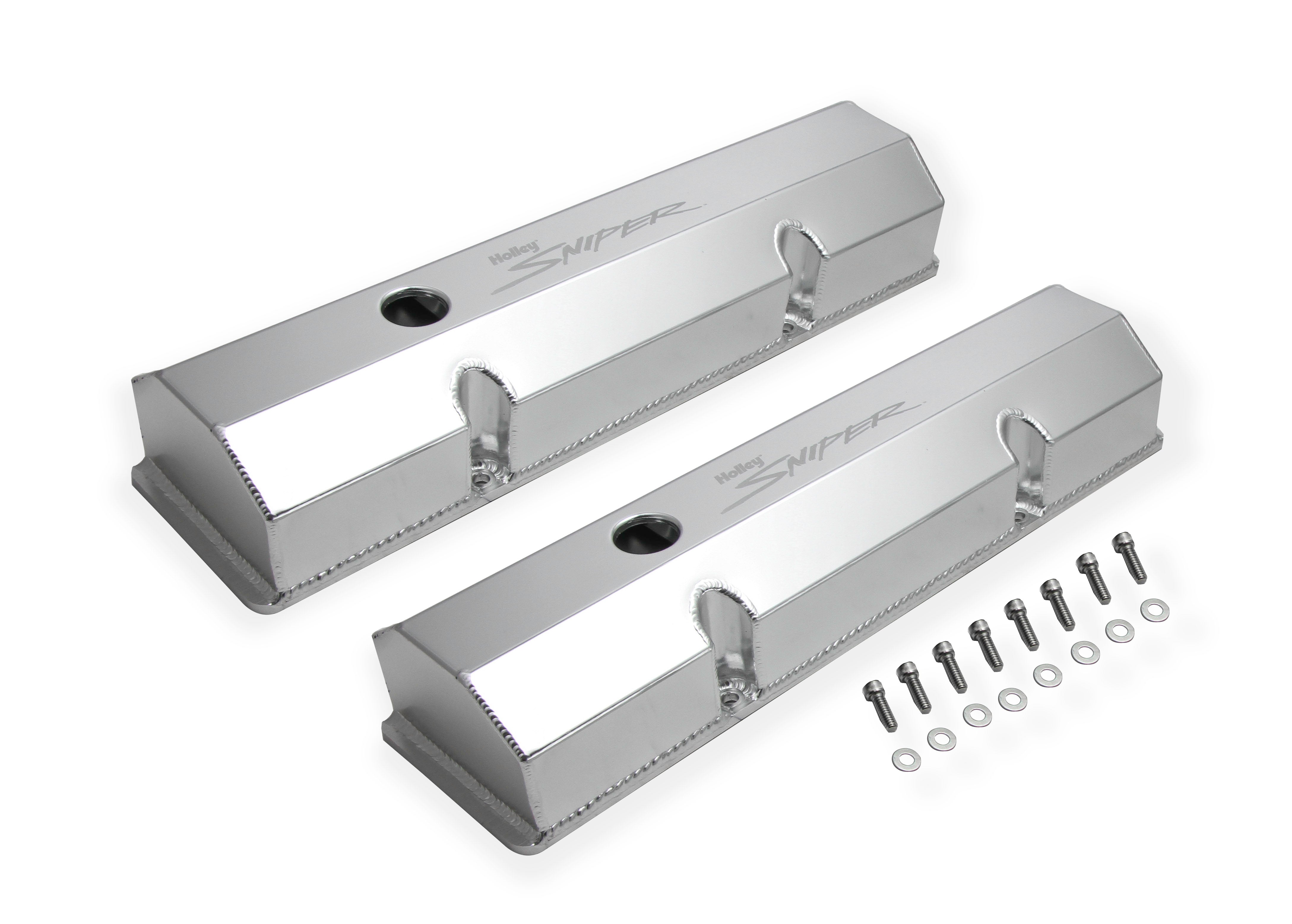 Holley Sniper EFI 890010 Sniper Valve Cover - Fabricated Aluminum - SBC - Perim Bolt - Flat - Anodized Holley Sniper EFI 890010
