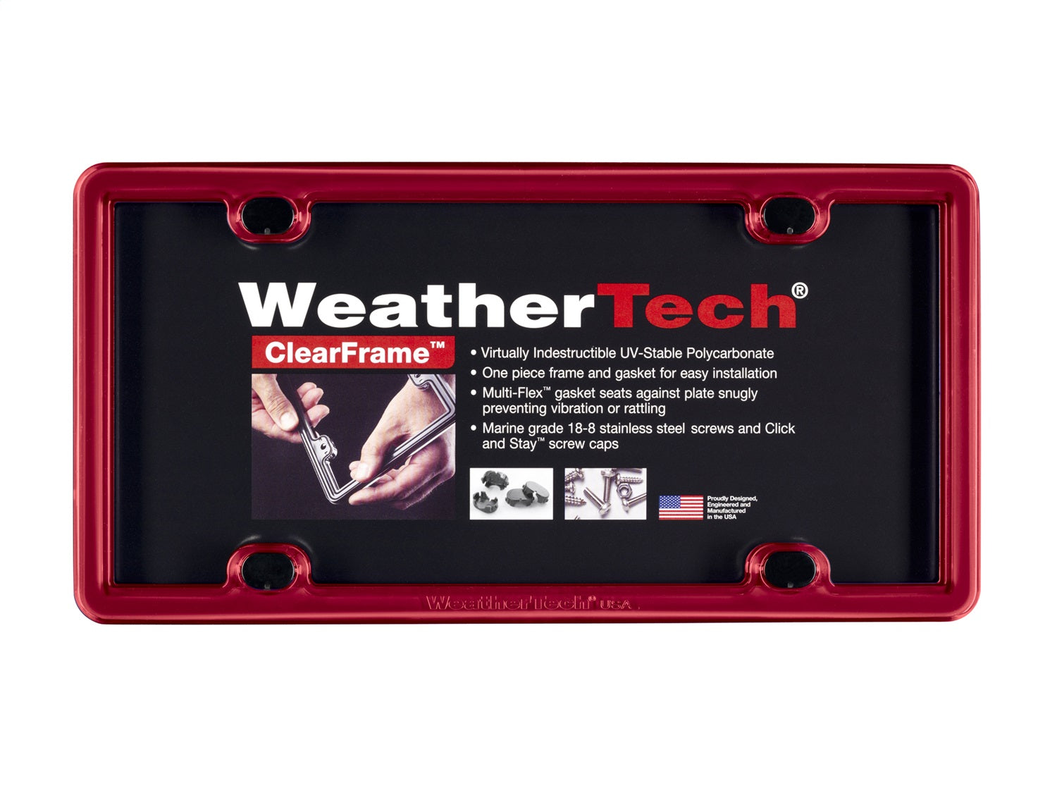 Weathertech 8ALPCF1 ClearFrame™ License Plate Frame; Red; Weathertech 8ALPCF1