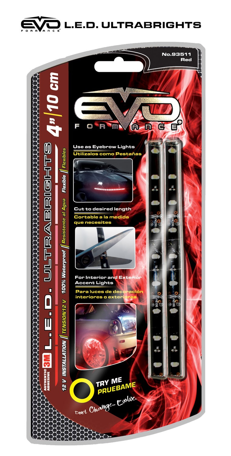 CIPA 93511 EVO Formance LED Ultrabrights Universal Light Strip; 4 in.; Red; CIPA 93511
