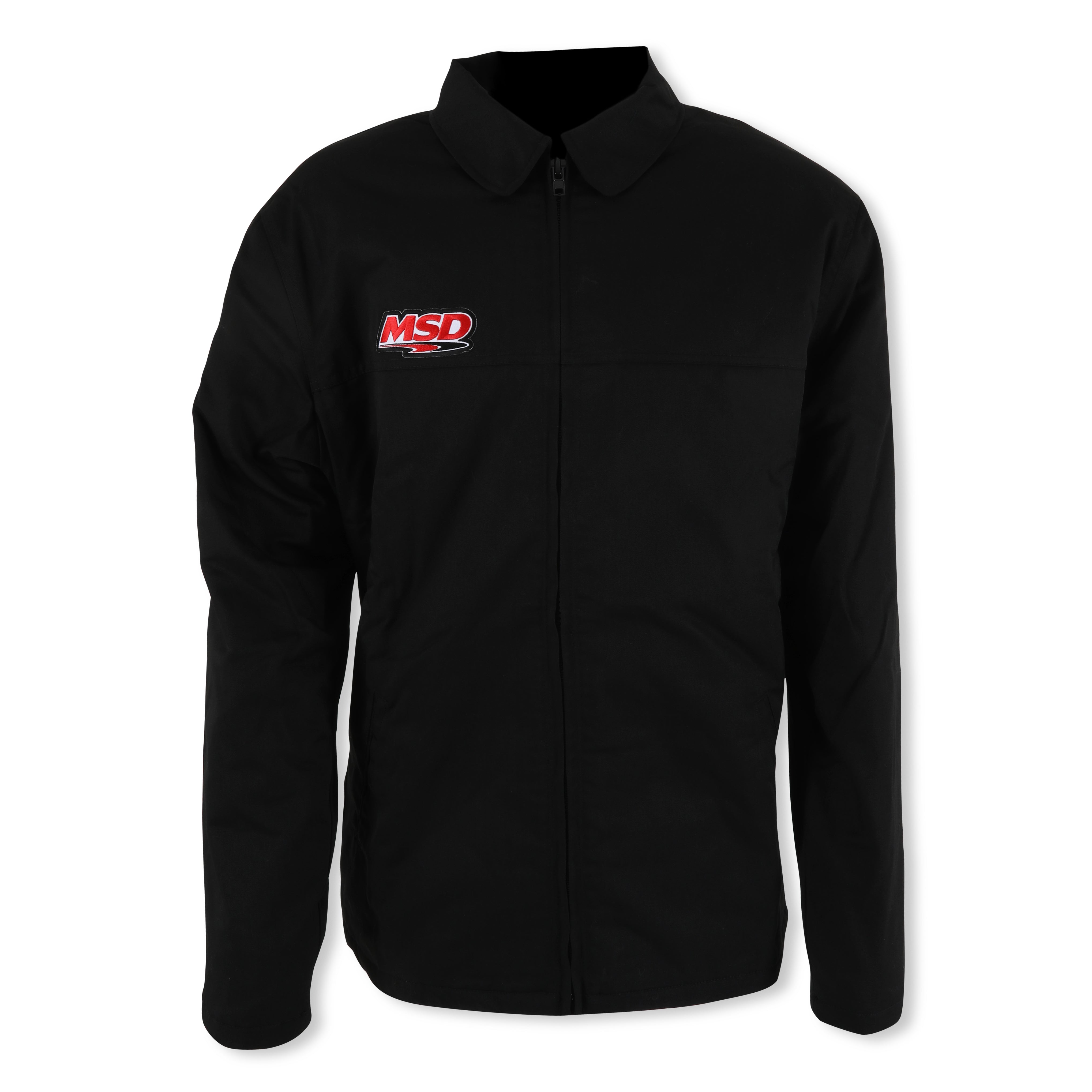 Large - Hip length zipper front jacket.