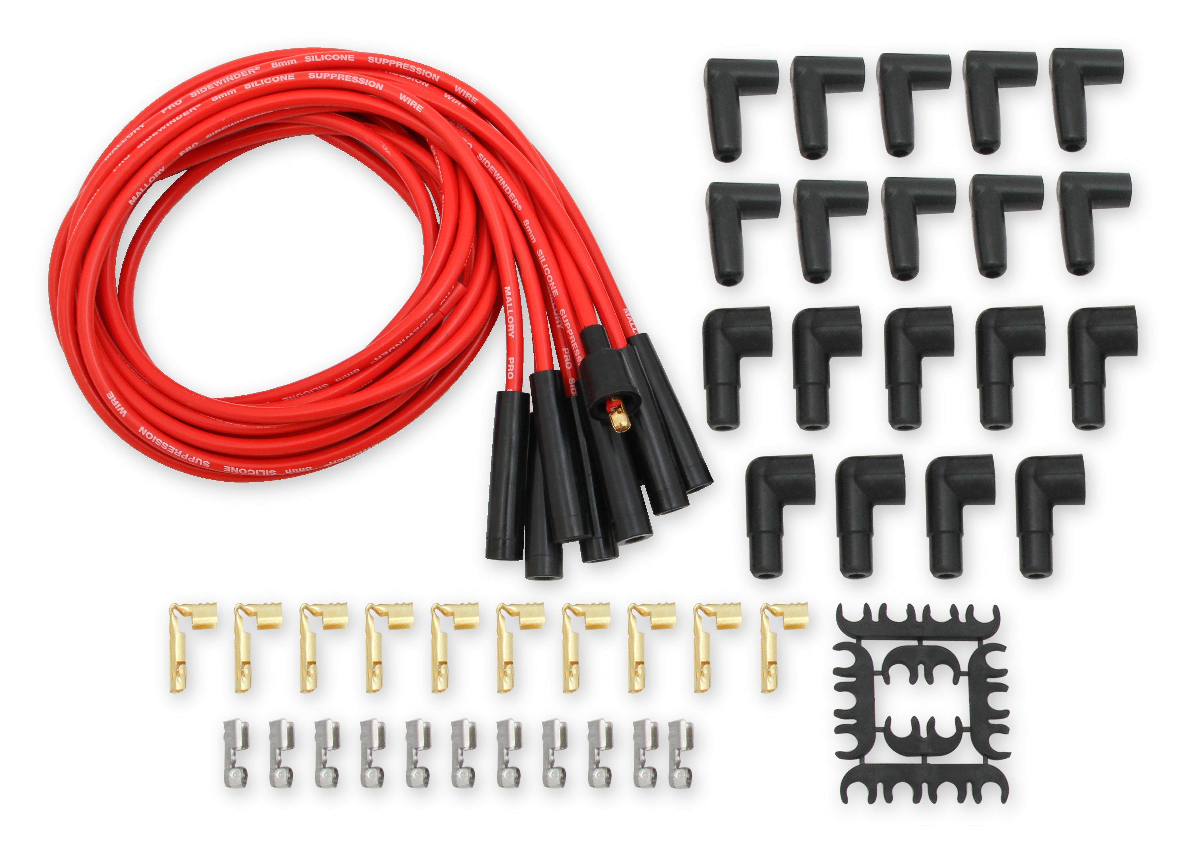 Mallory Pro Sidewinder plug wires are a premium, universal 8mm wire set.