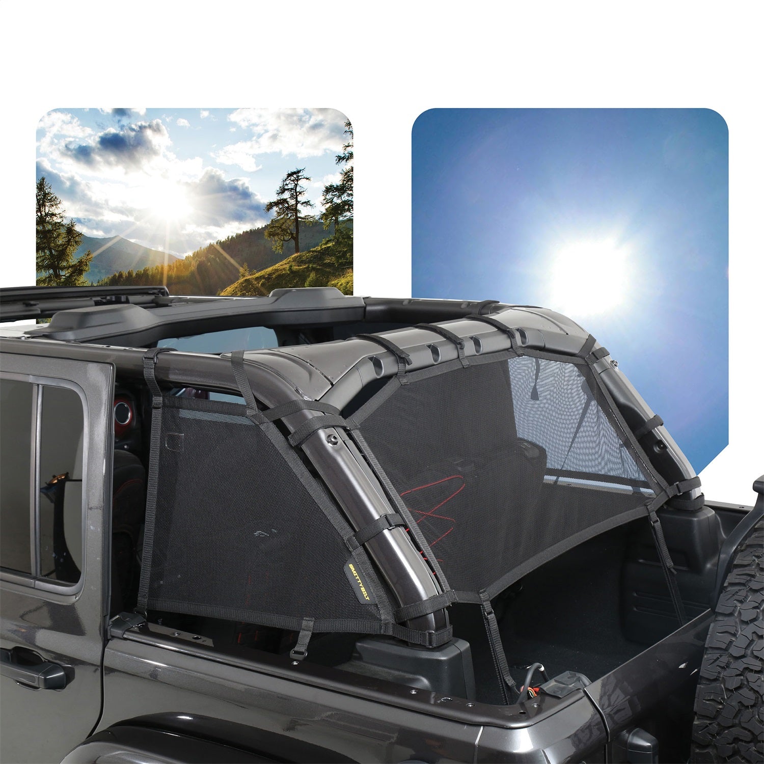 Cloak Extended Mesh Top; Cloak Sides And Rear; Black Mesh; Smittybilt 97501