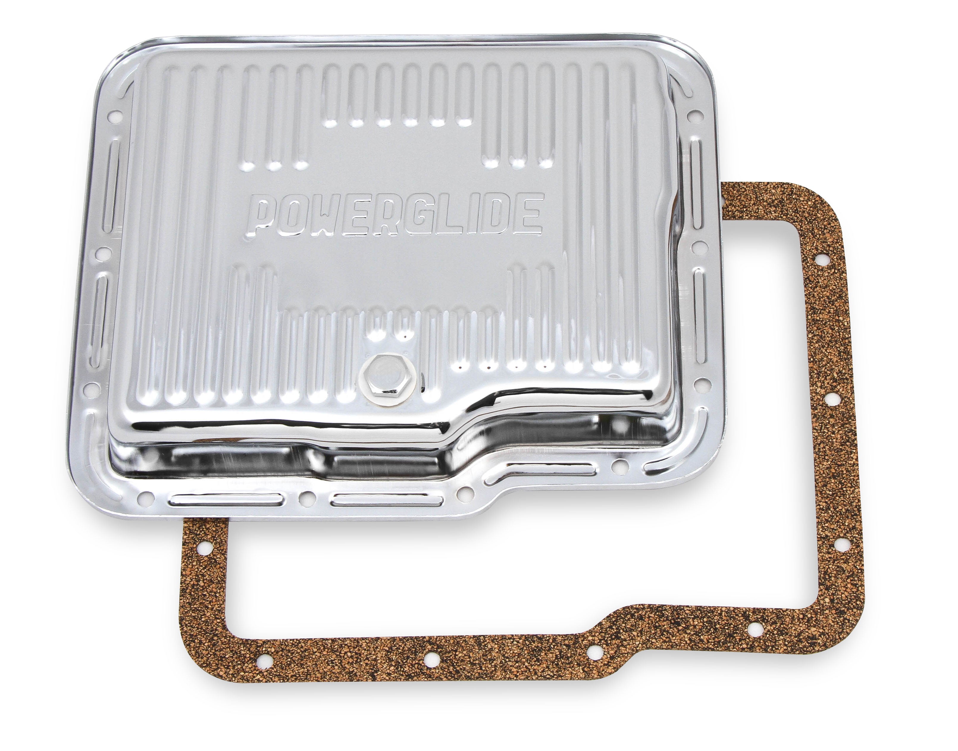 Fits GM Powerglide. Stock depth and capacity. Finned design.