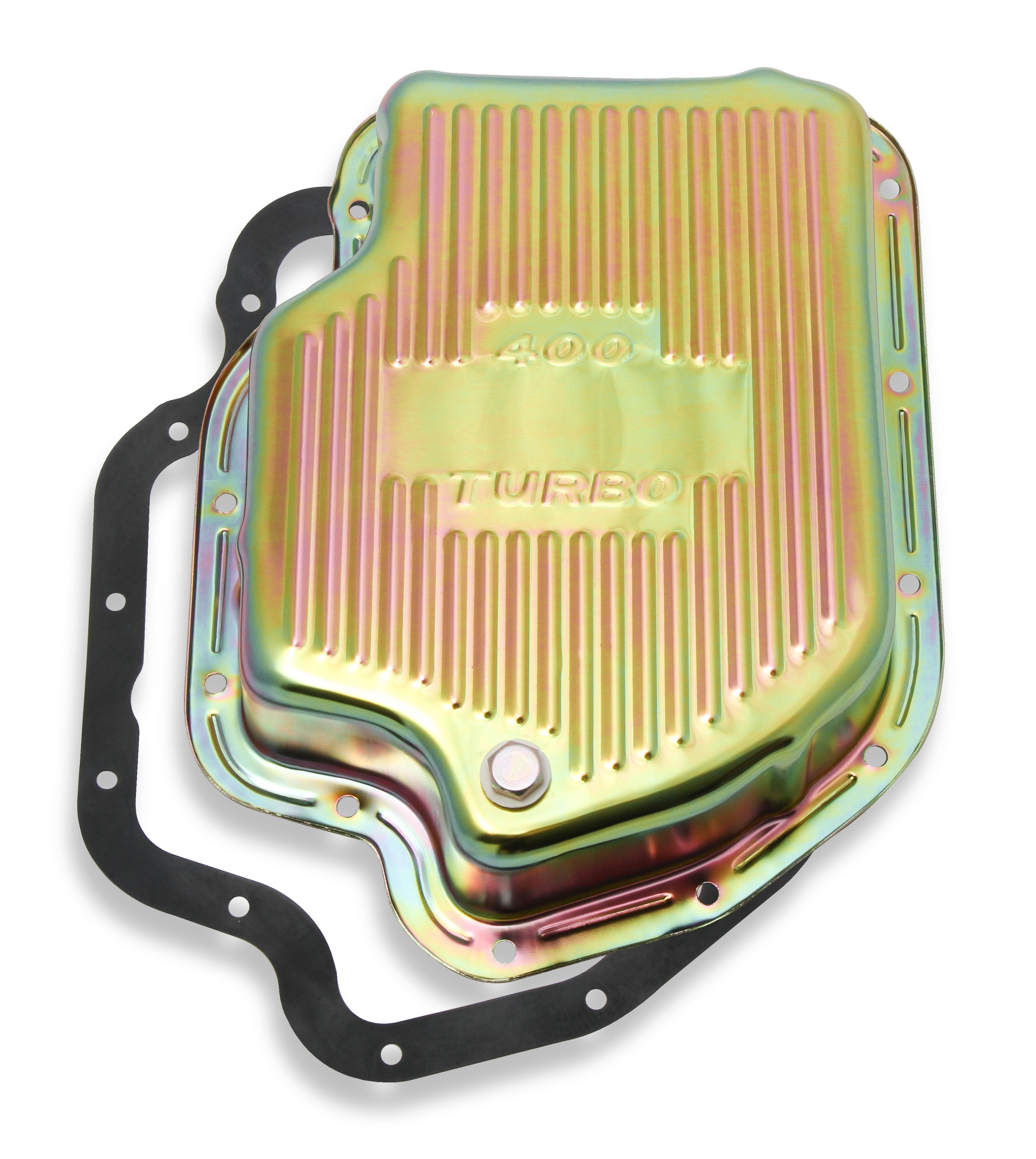 Fits GM TH400. Deep pan 1-1/2 quart extra capacity. Finned design.