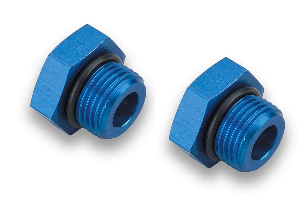 -4 AN Port Plug w/ O-Ring Seal, Blue Anodized Aluminum - 2 pieces