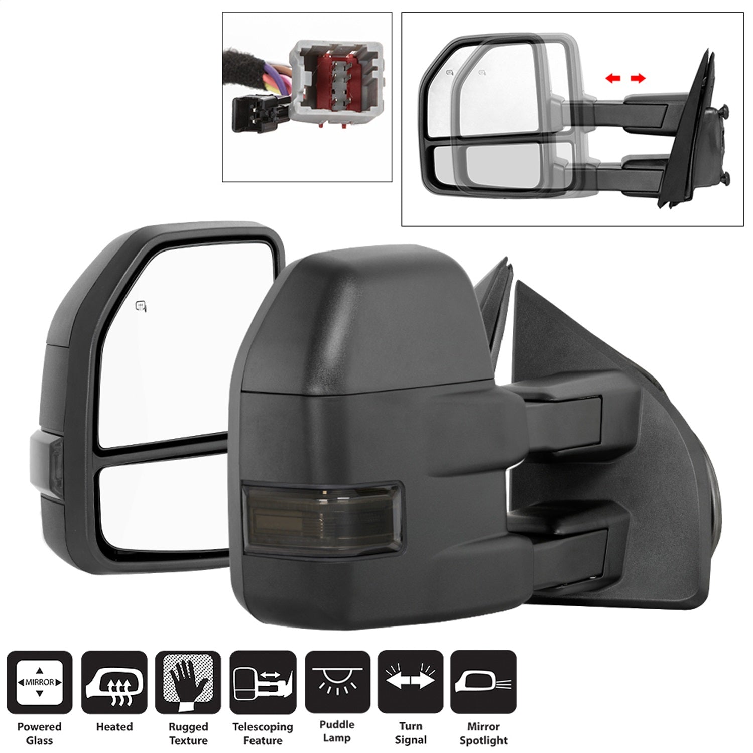 Spyder Auto 9943065 Power Heated LED Signal Telescoping Mirrors; Set; Smoke; Spyder Auto 9943065