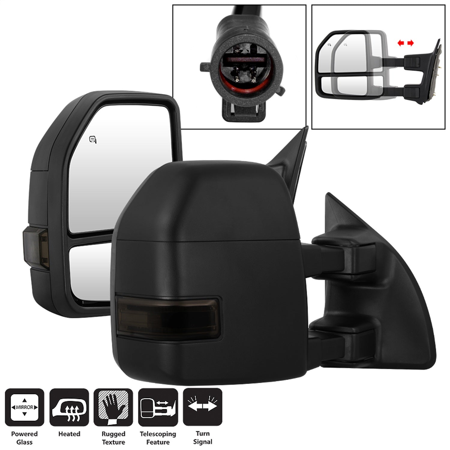 Spyder Auto 9943102 Power Heated LED Signal Telescoping Mirrors; Set; Smoke; Spyder Auto 9943102