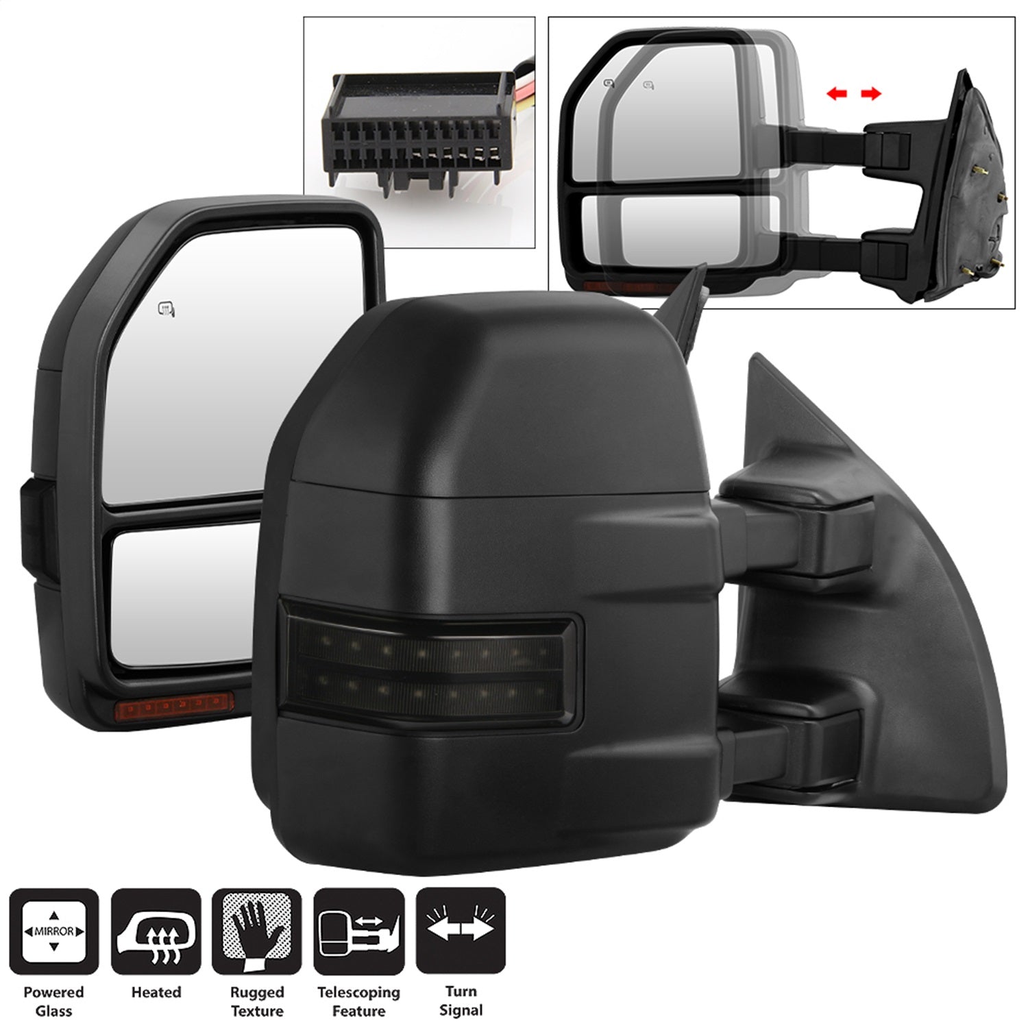 Spyder Auto 9943126 Power Heated Mirror Sequential LED Signal; Set; Smoke; Adjustable; Spyder Auto 9943126