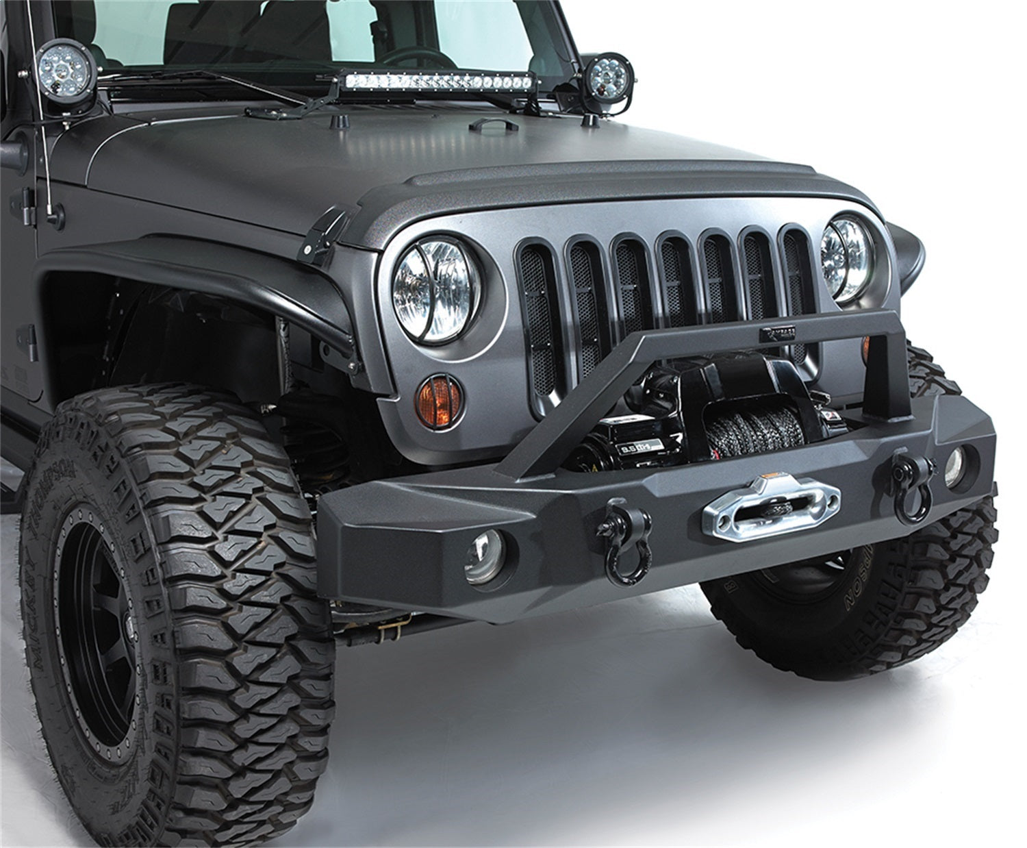 Rampage 99510 TrailGuard Front Bumper; w/Winch Plate; incl. D-Rings; Black; Rampage 99510