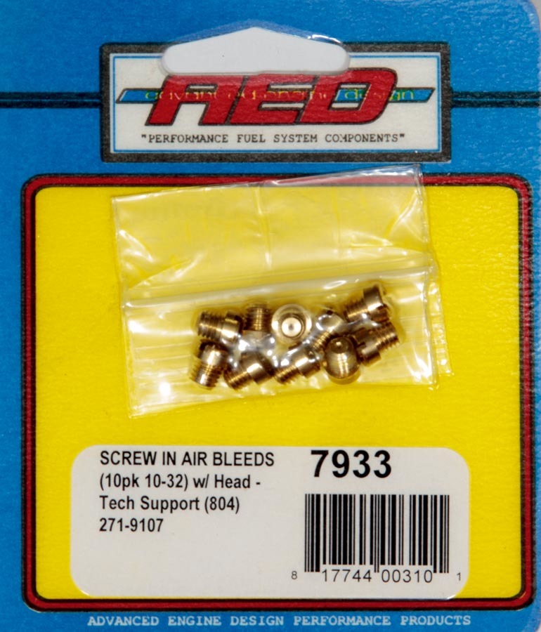 Advanced Engine Design 7933 10-32 Screw-In Air Bleed (10pk) w/Head Advanced Engine Design 7933