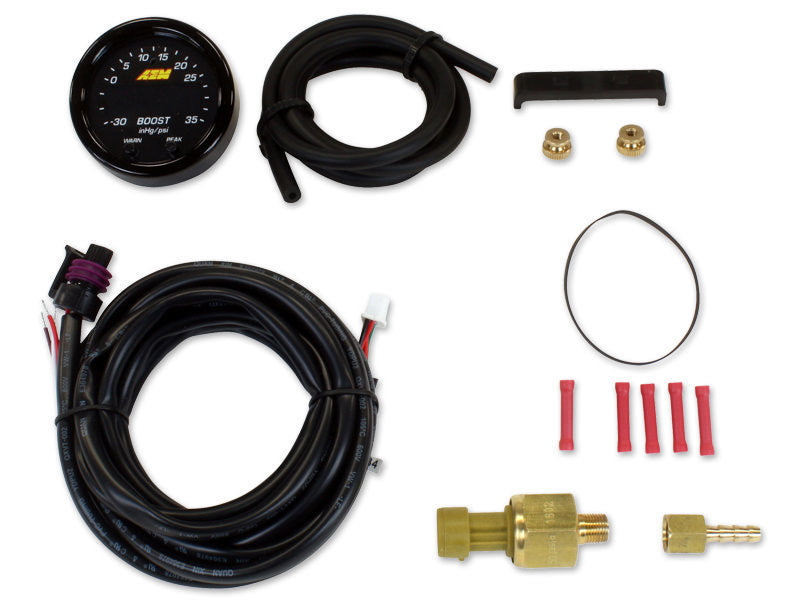 AEM Electronics 30-0306 0-35psi/2.5bar - Black Bezel - Black Face AEM Electronics 30-0306