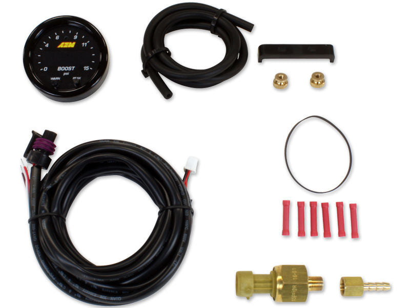 AEM Electronics 30-0309 0-15 PSI - Black Bezel and Black Boost/Fuel Faceplate AEM Electronics 30-0309