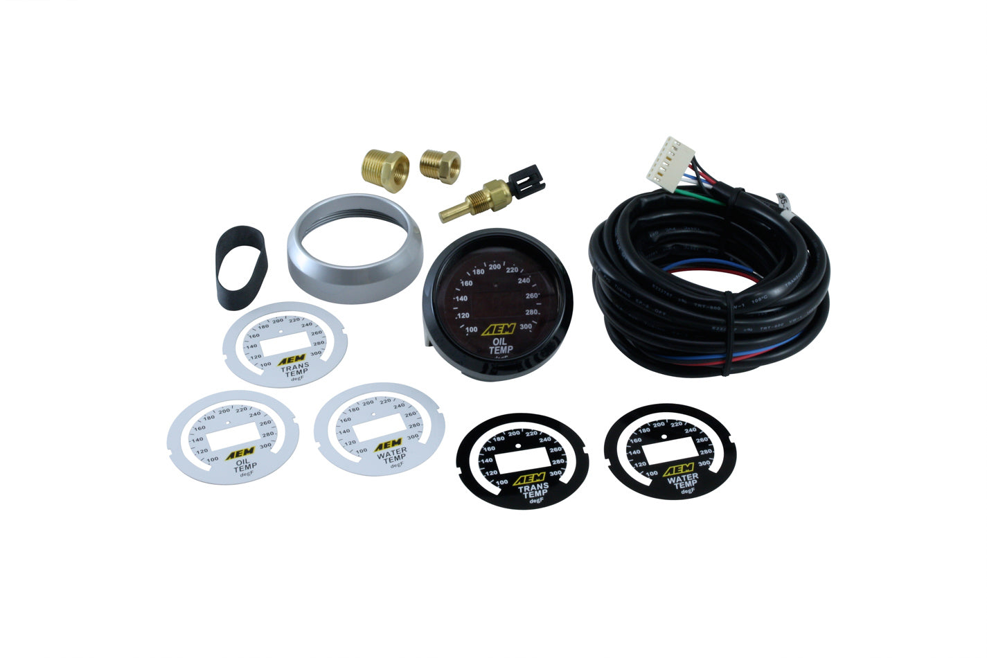 AEM Electronics 30-4402 Oil/Trans/Water - 100-300F Degrees - Interchangeable bezels and face included AEM Electronics 30-4402