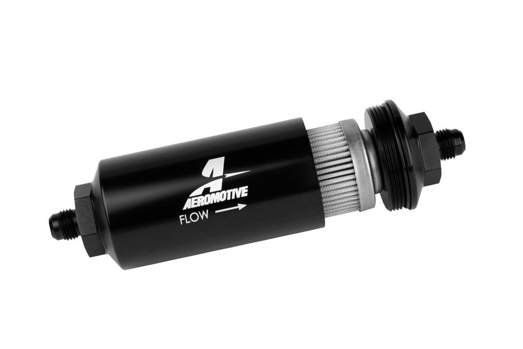 Aeromotive Fuel System 12348 6an Inline Fuel Filter 40 Micron 2in OD Black Aeromotive Fuel System 12348