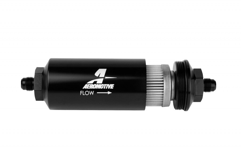 Aeromotive Fuel System 12349 6an Inline Fuel Filter 100 Micron 2in OD Black Aeromotive Fuel System 12349