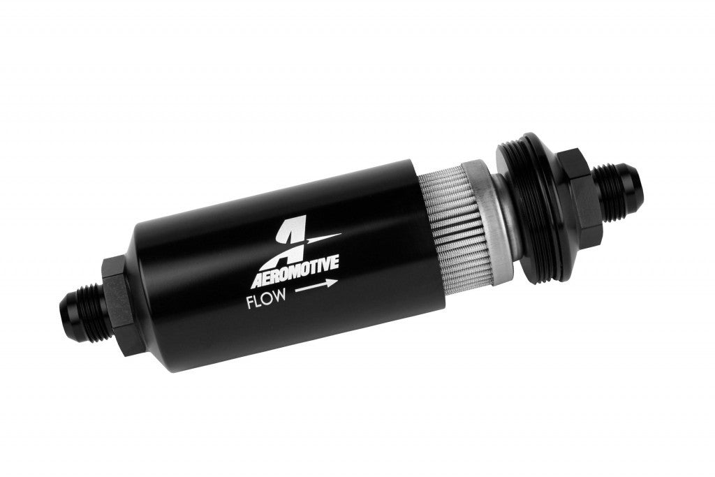 Aeromotive Fuel System 12378 8an Inline Fuel Filter 40 Micron 2in OD Black Aeromotive Fuel System 12378