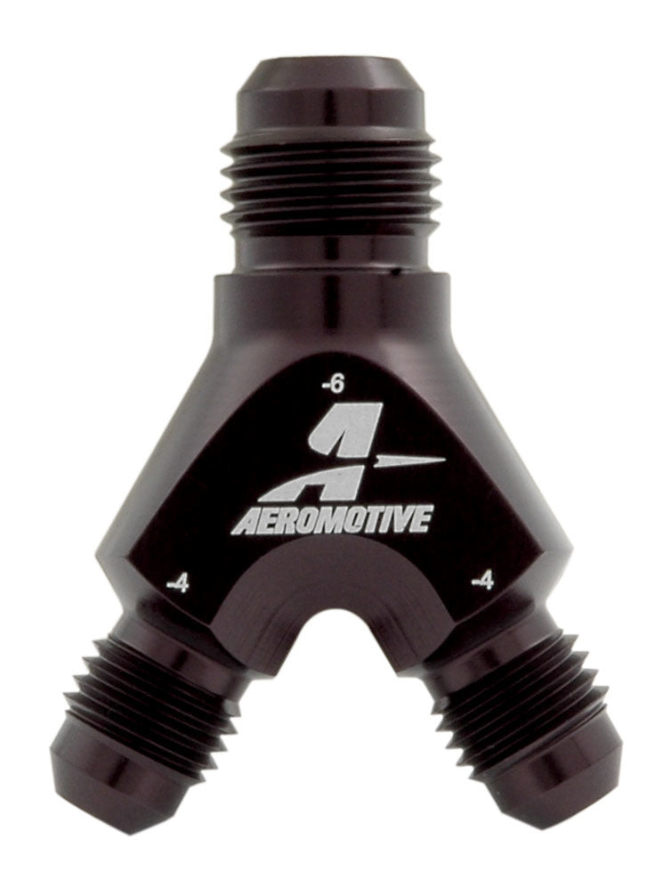 Aeromotive Fuel System 15671 Y-Block Fitting - 6an to 2 x -4an Aeromotive Fuel System 15671