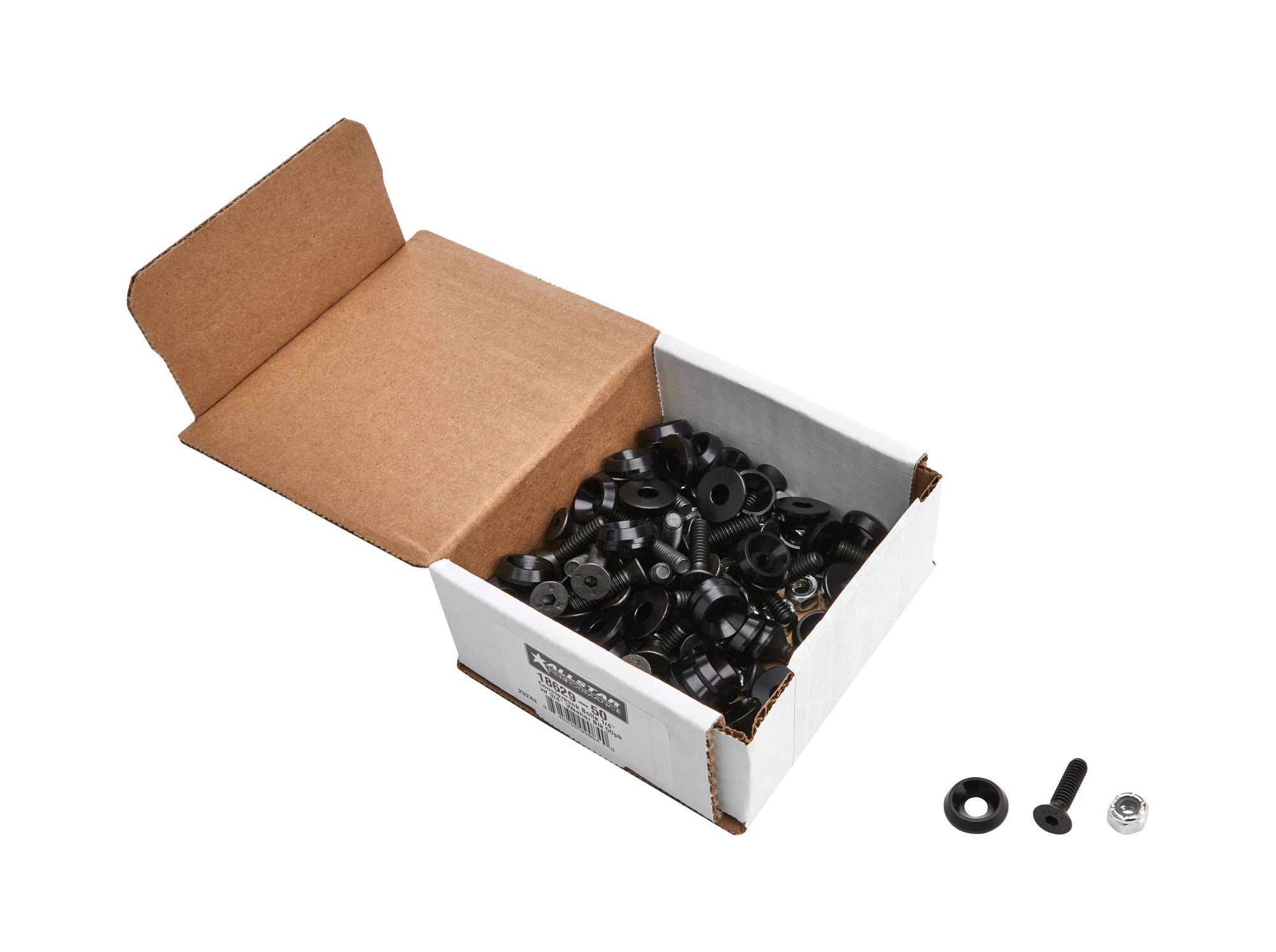 Allstar Performance ALL18629-50 Countersunk Bolts 1/4in w/ 3/4in Washer Blk 50pk Allstar Performance ALL18629-50