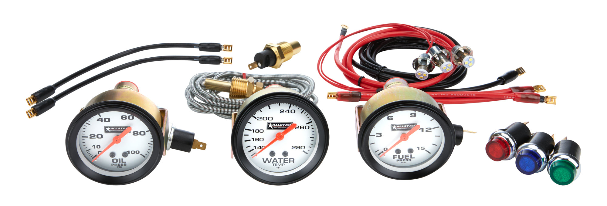 Allstar Performance ALL80082 3 Gauge Kit OP/WT/FP NO PLATE Allstar Performance ALL80082