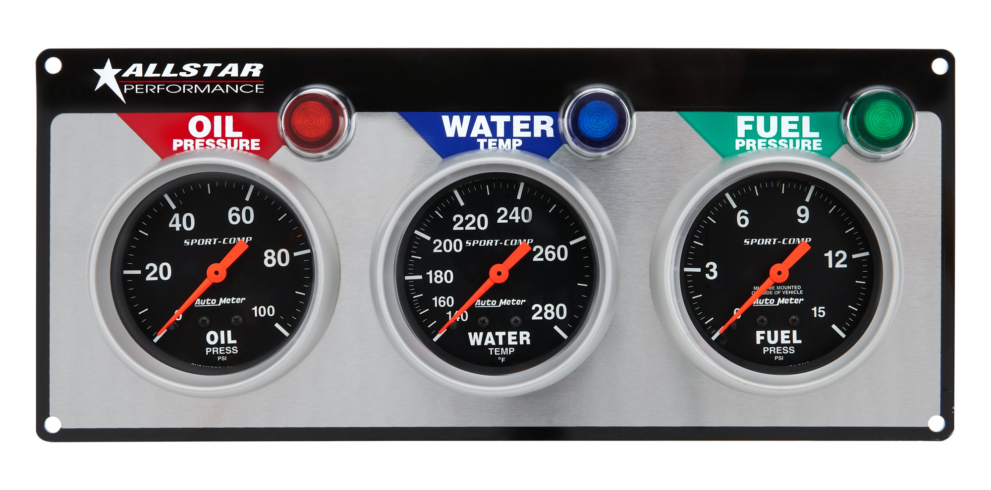 Allstar Performance ALL80113 3 Gauge Panel A/M OP/WT/FP Sport-Comp Allstar Performance ALL80113