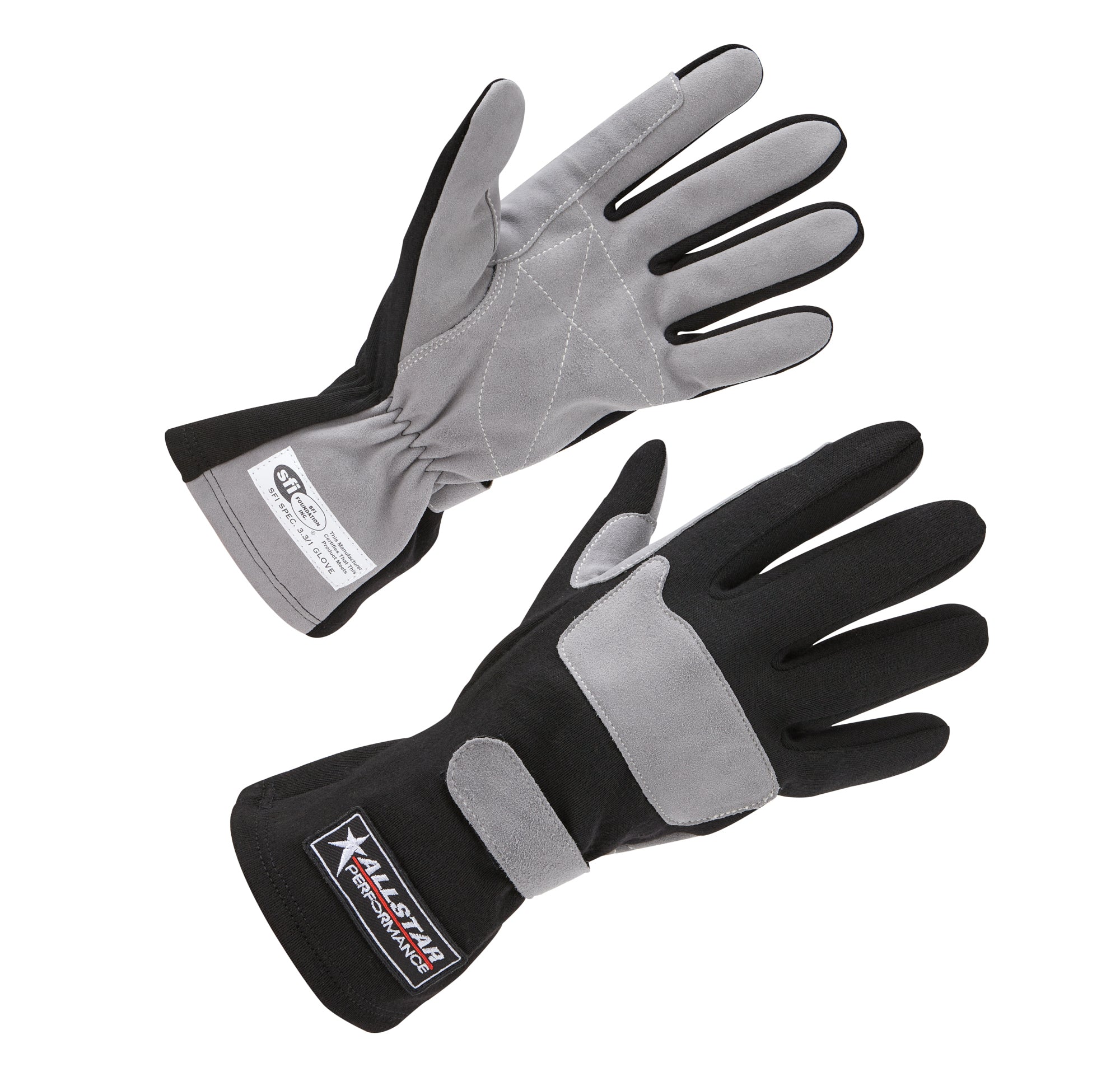 Allstar Performance ALL911015 Driving Gloves SFI 3.3/1 S/L Black/Gray X-Large Allstar Performance ALL911015