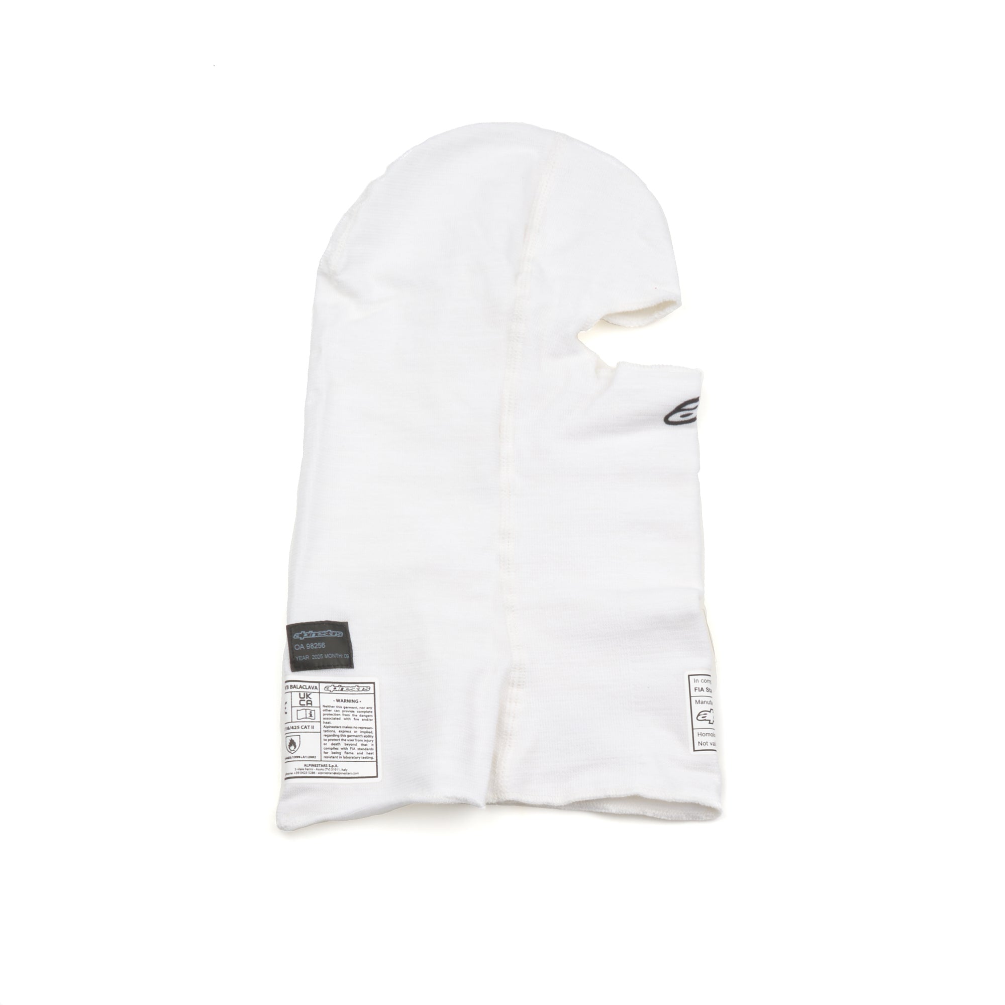 alpine star 4750126-20-OS Balaclava EVO V3 White FIA / SFI alpine star 4750126-20-OS