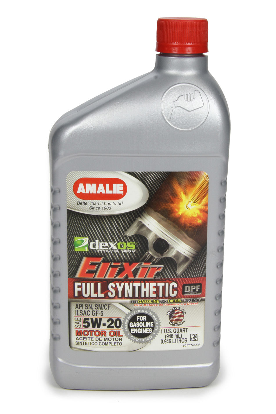 Amalie AMA75746-56 Elixir Full Synthetic 5w20 Dexos1 1 Qt Amalie AMA75746-56