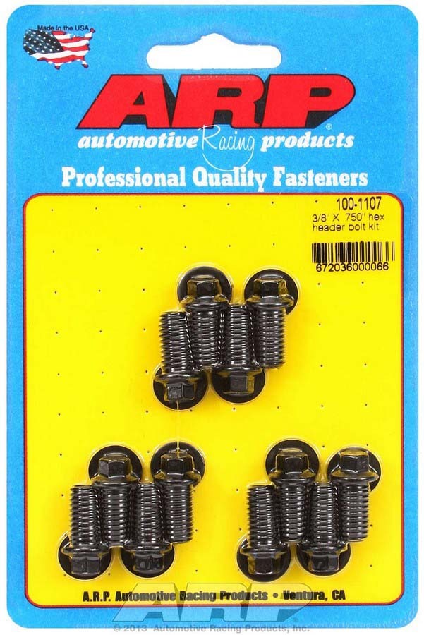 Auto Racing Products 100-1107 Header Bolt Kit - 6pt. 3/8 x .750 UHL (12) Auto Racing Products 100-1107