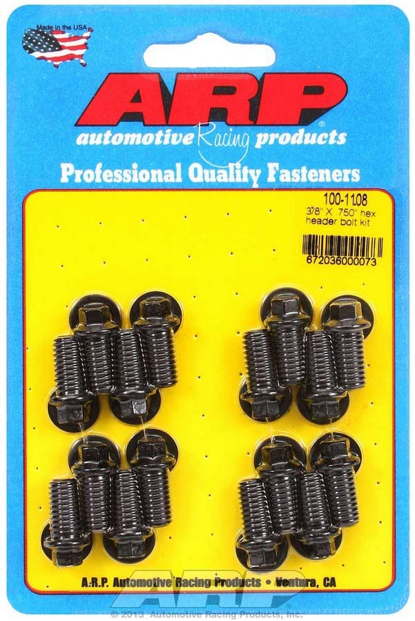 Auto Racing Products 100-1108 Header Bolt Kit - 6pt. 3/8 x .750 UHL (16) Auto Racing Products 100-1108