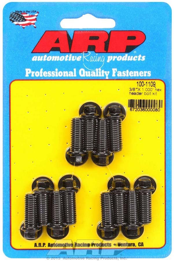 Auto Racing Products 100-1109 Header Bolt Kit - 6pt. 3/8 x 1.00 UHL (12) Auto Racing Products 100-1109