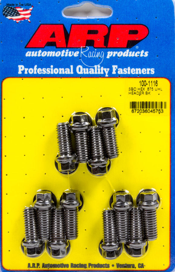 Auto Racing Products 100-1116 Header Bolt Kit - 6pt. 3/8 x .875 UHL (12) Auto Racing Products 100-1116