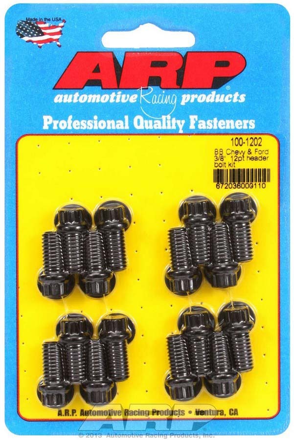 Auto Racing Products 100-1202 Header Bolt Kit - 12pt. 3/8 x .750 UHL (16) Auto Racing Products 100-1202