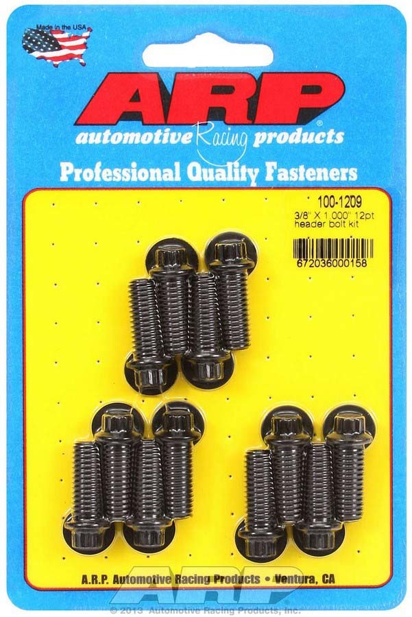 Auto Racing Products 100-1209 Header Bolt Kit - 12pt. 3/8 x 1.00 UHL (12) Auto Racing Products 100-1209