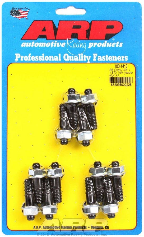 Auto Racing Products 100-1412 Header Stud Kit - 6pt. 3/8 x 1.670 OAL (12) Auto Racing Products 100-1412