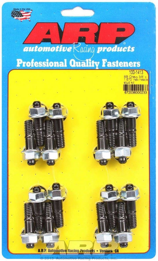 Auto Racing Products 100-1413 Header Stud Kit - 6pt. 3/8 x 1.670 OAL (16) Auto Racing Products 100-1413