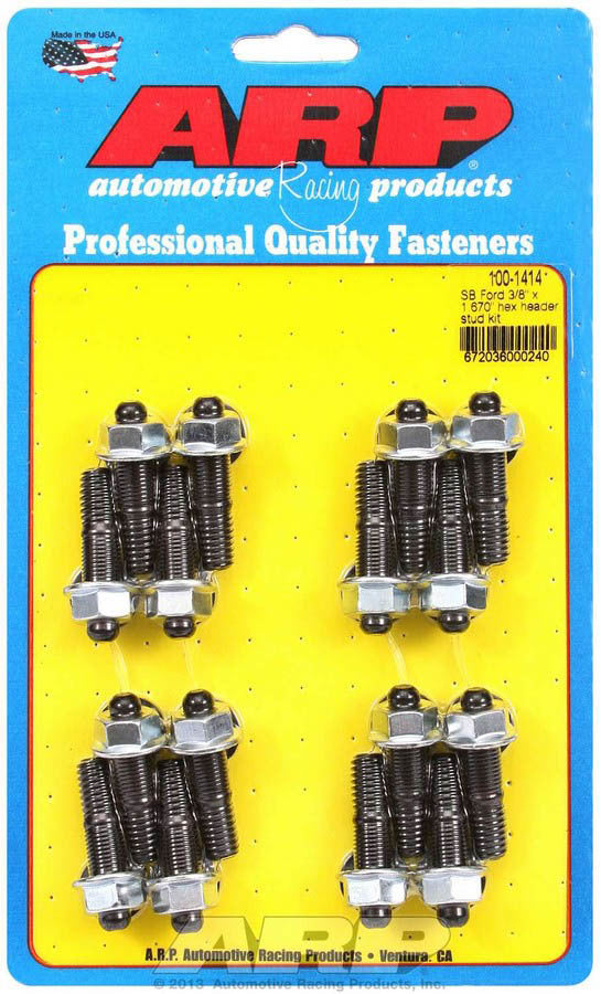 Auto Racing Products 100-1414 Header Stud Kit - 6pt. 3/8 x 1.670 OAL (16) Auto Racing Products 100-1414