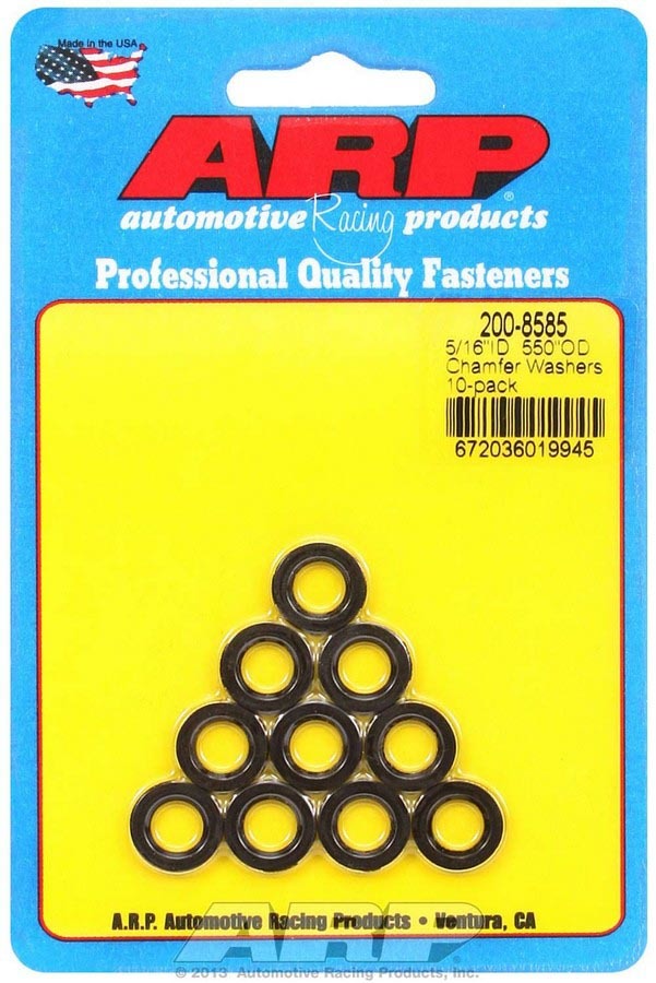Auto Racing Products 200-8585 Black Washers - 5/16 ID x .550 OD Chamfer (10) Auto Racing Products 200-8585