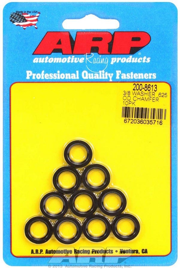Auto Racing Products 200-8613 Black Washers - 3/8ID x .625 OD Chamfer (10) Auto Racing Products 200-8613