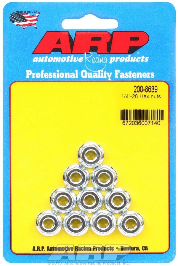 Auto Racing Products 200-8639 Hex Nuts - 1/4-28 (10) Auto Racing Products 200-8639